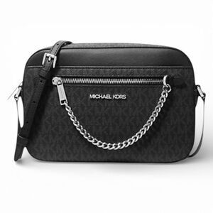 Michael Kors Jet Set Crossbody Bag-Black/Silver NWT